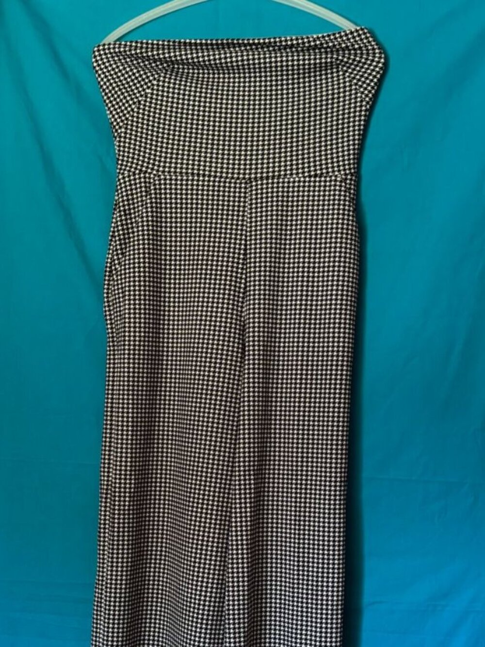 Express Houndstooth Strapless Wide Leg Jumpsuit